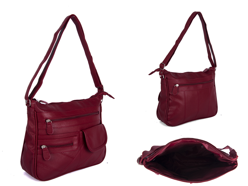 (image for) JBHB2555 Red Patchwork Xbdy with 4 zips & Velcro pocket